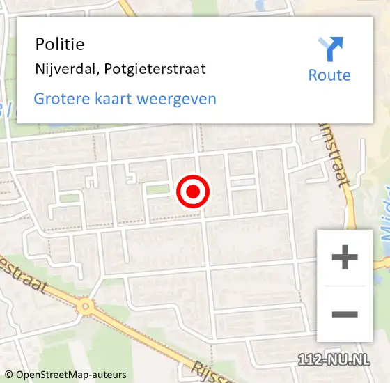 Locatie op kaart van de 112 melding: Politie Nijverdal, Potgieterstraat op 2 juli 2022 11:48