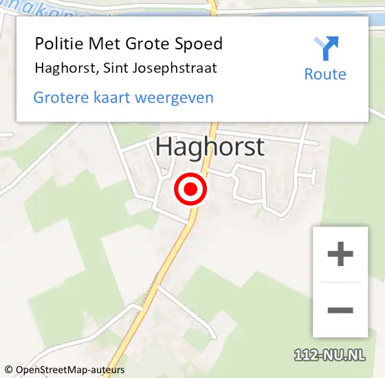 Locatie op kaart van de 112 melding: Politie Met Grote Spoed Naar Haghorst, Sint Josephstraat op 2 juli 2022 13:05