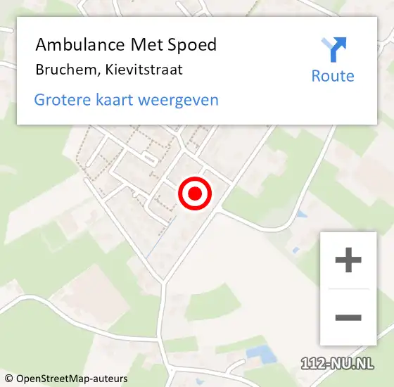 Locatie op kaart van de 112 melding: Ambulance Met Spoed Naar Bruchem, Kievitstraat op 2 juli 2022 13:57