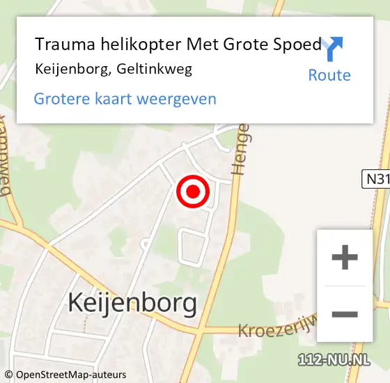 Locatie op kaart van de 112 melding: Trauma helikopter Met Grote Spoed Naar Keijenborg, Geltinkweg op 2 juli 2022 14:15