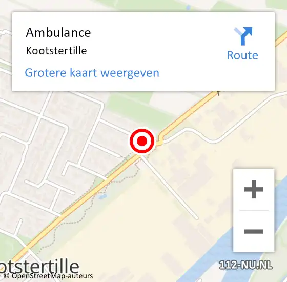 Locatie op kaart van de 112 melding: Ambulance Kootstertille op 2 juli 2022 14:41