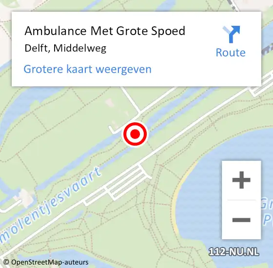 Locatie op kaart van de 112 melding: Ambulance Met Grote Spoed Naar Delft, Middelweg op 2 juli 2022 15:18