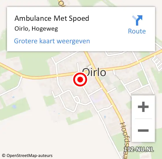 Locatie op kaart van de 112 melding: Ambulance Met Spoed Naar Oirlo, Hogeweg op 22 juli 2014 02:43