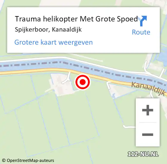 Locatie op kaart van de 112 melding: Trauma helikopter Met Grote Spoed Naar Spijkerboor, Kanaaldijk op 2 juli 2022 20:35