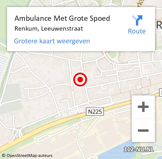 Locatie op kaart van de 112 melding: Ambulance Met Grote Spoed Naar Renkum, Leeuwenstraat op 2 juli 2022 20:35