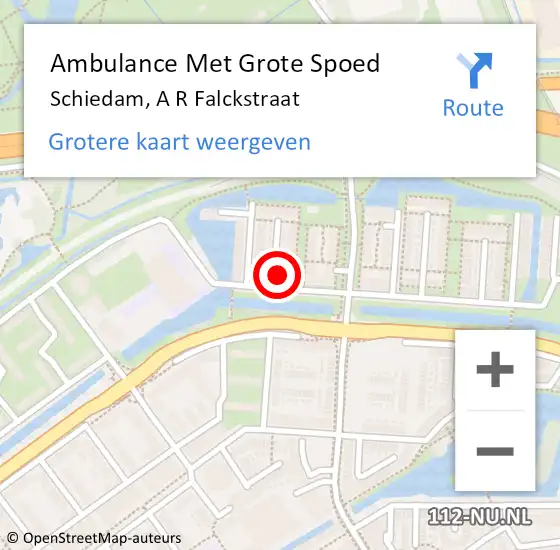 Locatie op kaart van de 112 melding: Ambulance Met Grote Spoed Naar Schiedam, A R Falckstraat op 2 juli 2022 20:45