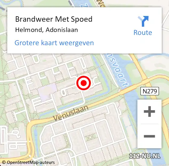 Locatie op kaart van de 112 melding: Brandweer Met Spoed Naar Helmond, Adonislaan op 3 juli 2022 00:26