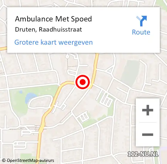Locatie op kaart van de 112 melding: Ambulance Met Spoed Naar Druten, Raadhuisstraat op 3 juli 2022 01:24