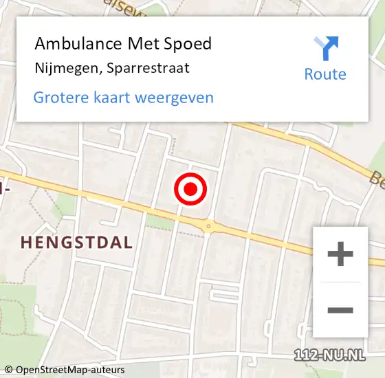 Locatie op kaart van de 112 melding: Ambulance Met Spoed Naar Nijmegen, Sparrestraat op 3 juli 2022 03:35