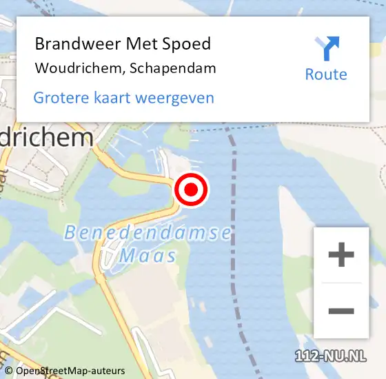 Locatie op kaart van de 112 melding: Brandweer Met Spoed Naar Woudrichem, Schapendam op 3 juli 2022 09:58