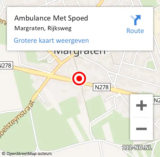 Locatie op kaart van de 112 melding: Ambulance Met Spoed Naar Margraten, Rijksweg op 3 juli 2022 11:03