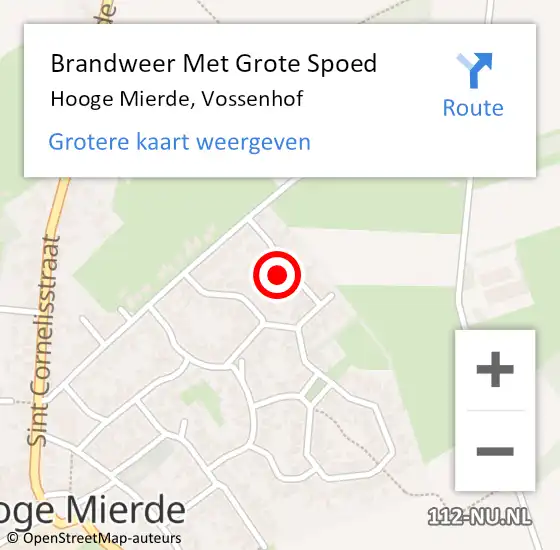 Locatie op kaart van de 112 melding: Brandweer Met Grote Spoed Naar Hooge Mierde, Vossenhof op 3 juli 2022 12:57