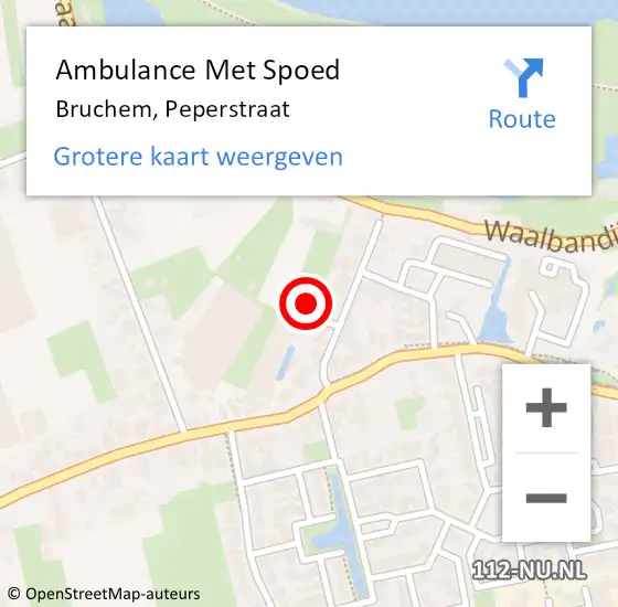 Locatie op kaart van de 112 melding: Ambulance Met Spoed Naar Bruchem, Peperstraat op 3 juli 2022 13:12