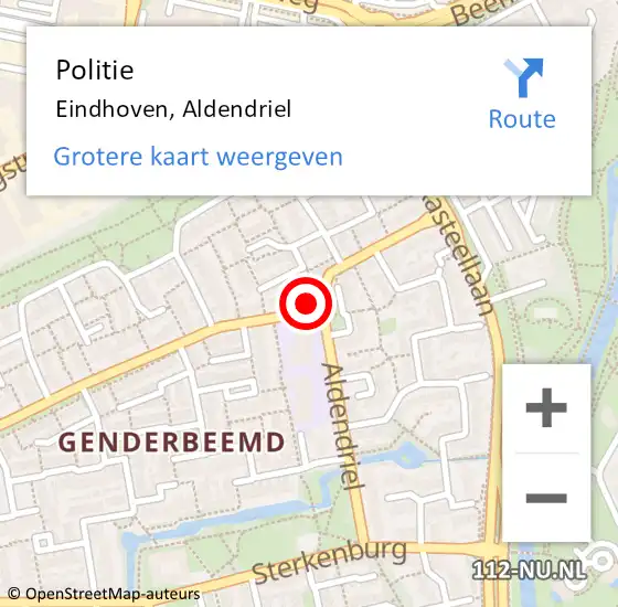 Locatie op kaart van de 112 melding: Politie Eindhoven, Aldendriel op 3 juli 2022 16:14