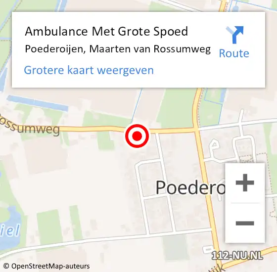 Locatie op kaart van de 112 melding: Ambulance Met Grote Spoed Naar Poederoijen, Maarten van Rossumweg op 3 juli 2022 17:29