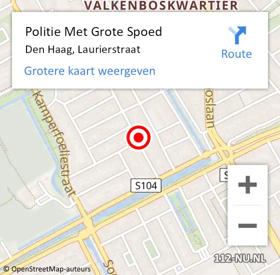 Locatie op kaart van de 112 melding: Politie Met Grote Spoed Naar Den Haag, Laurierstraat op 3 juli 2022 22:20