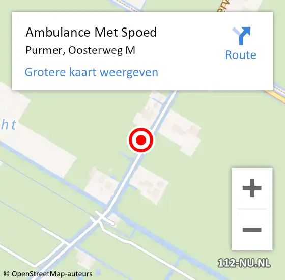 Locatie op kaart van de 112 melding: Ambulance Met Spoed Naar Purmer, Oosterweg M op 3 juli 2022 23:13