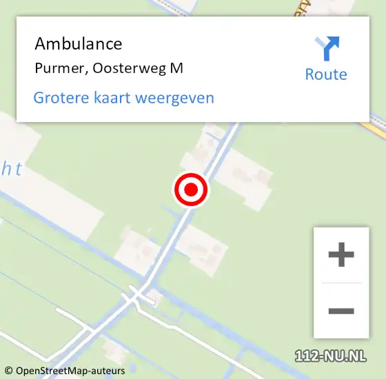 Locatie op kaart van de 112 melding: Ambulance Purmer, Oosterweg M op 3 juli 2022 23:16