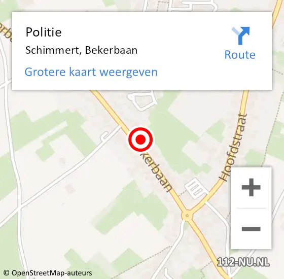 Locatie op kaart van de 112 melding: Politie Schimmert, Bekerbaan op 4 juli 2022 01:01