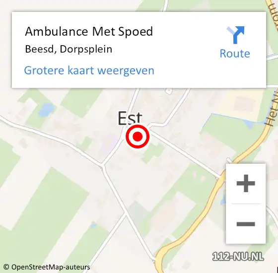 Locatie op kaart van de 112 melding: Ambulance Met Spoed Naar Beesd, Dorpsplein op 4 juli 2022 07:59