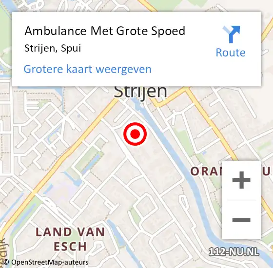 Locatie op kaart van de 112 melding: Ambulance Met Grote Spoed Naar Strijen, Spui op 4 juli 2022 10:41