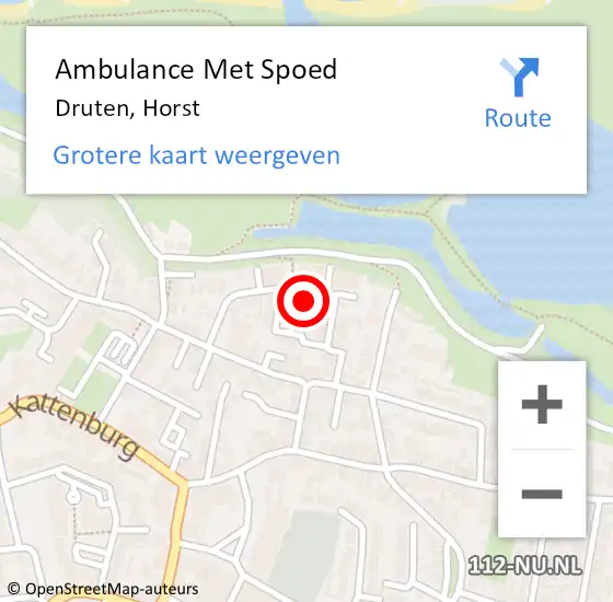 Locatie op kaart van de 112 melding: Ambulance Met Spoed Naar Druten, Horst op 4 juli 2022 11:37