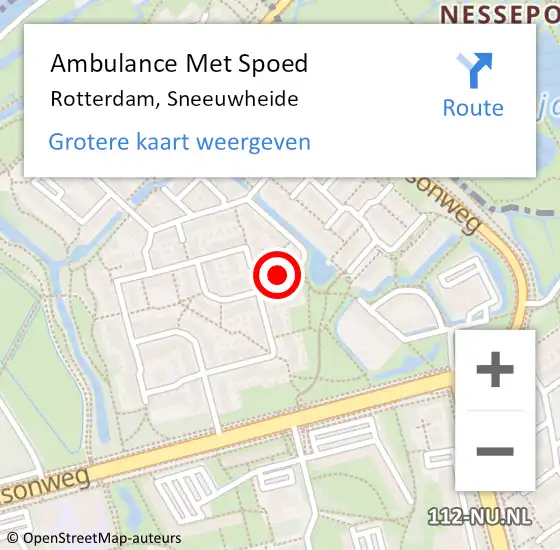 Locatie op kaart van de 112 melding: Ambulance Met Spoed Naar Rotterdam, Sneeuwheide op 4 juli 2022 15:13