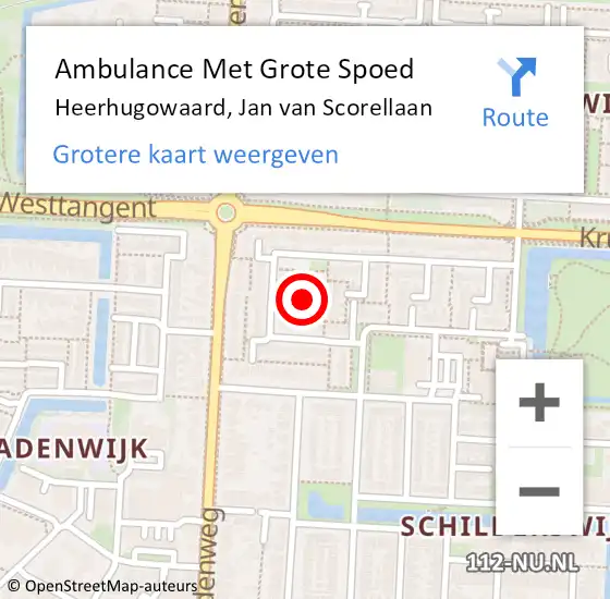 Locatie op kaart van de 112 melding: Ambulance Met Grote Spoed Naar Heerhugowaard, Jan van Scorellaan op 4 juli 2022 16:01