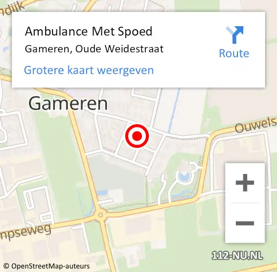 Locatie op kaart van de 112 melding: Ambulance Met Spoed Naar Gameren, Oude Weidestraat op 4 juli 2022 16:07