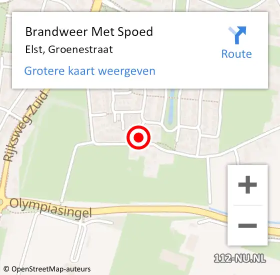 Locatie op kaart van de 112 melding: Brandweer Met Spoed Naar Elst, Groenestraat op 4 juli 2022 17:29