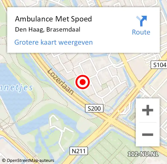 Locatie op kaart van de 112 melding: Ambulance Met Spoed Naar Den Haag, Brasemdaal op 4 juli 2022 19:22