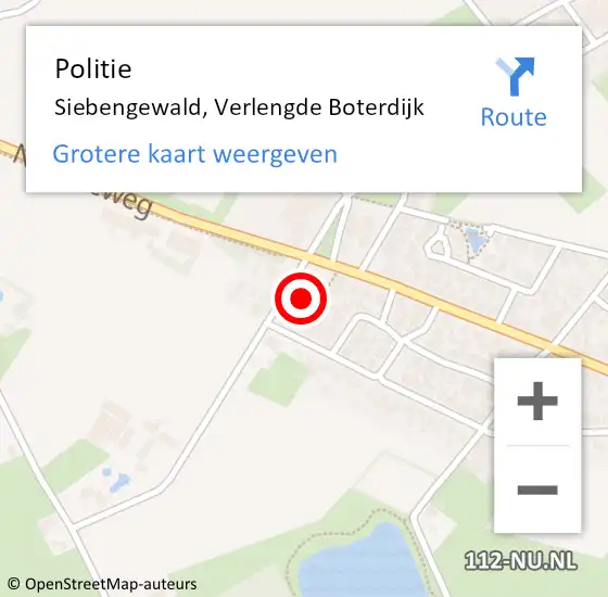 Locatie op kaart van de 112 melding: Politie Siebengewald, Verlengde Boterdijk op 4 juli 2022 19:36