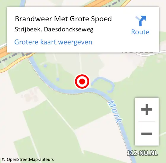 Locatie op kaart van de 112 melding: Brandweer Met Grote Spoed Naar Strijbeek, Daesdonckseweg op 4 juli 2022 22:02