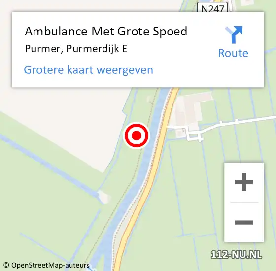 Locatie op kaart van de 112 melding: Ambulance Met Grote Spoed Naar Purmer, Purmerdijk E op 4 juli 2022 23:26