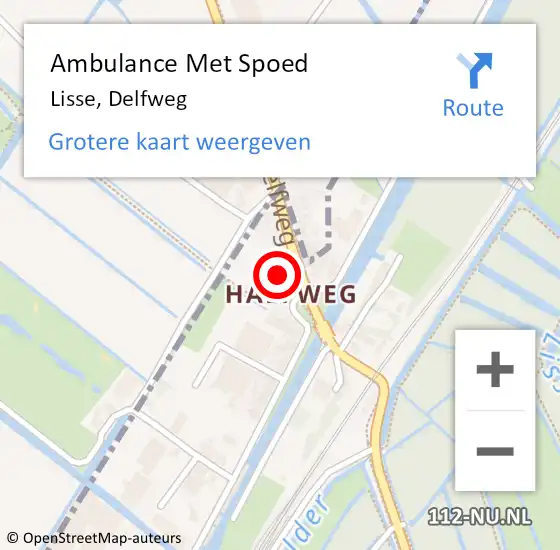 Locatie op kaart van de 112 melding: Ambulance Met Spoed Naar Lisse, Delfweg op 4 juli 2022 23:34