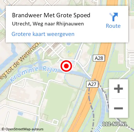 Locatie op kaart van de 112 melding: Brandweer Met Grote Spoed Naar Utrecht, Weg naar Rhijnauwen op 5 juli 2022 02:46