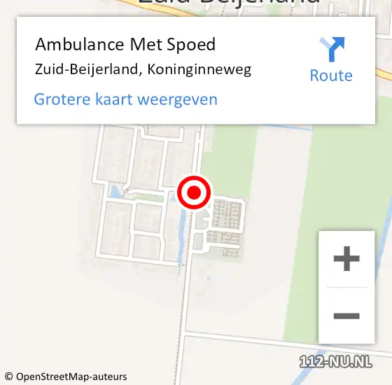 Locatie op kaart van de 112 melding: Ambulance Met Spoed Naar Zuid-Beijerland, Koninginneweg op 5 juli 2022 07:22