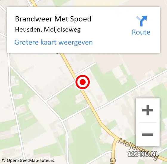 Locatie op kaart van de 112 melding: Brandweer Met Spoed Naar Heusden, Meijelseweg op 5 juli 2022 07:31
