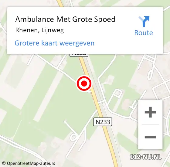 Locatie op kaart van de 112 melding: Ambulance Met Grote Spoed Naar Rhenen, Lijnweg op 5 juli 2022 08:45