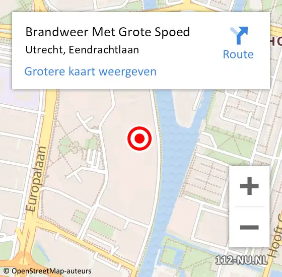 Locatie op kaart van de 112 melding: Brandweer Met Grote Spoed Naar Utrecht, Eendrachtlaan op 5 juli 2022 08:56