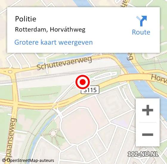 Locatie op kaart van de 112 melding: Politie Rotterdam, Horváthweg op 5 juli 2022 12:40