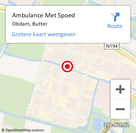 Locatie op kaart van de 112 melding: Ambulance Met Spoed Naar Obdam, Butter op 5 juli 2022 14:02