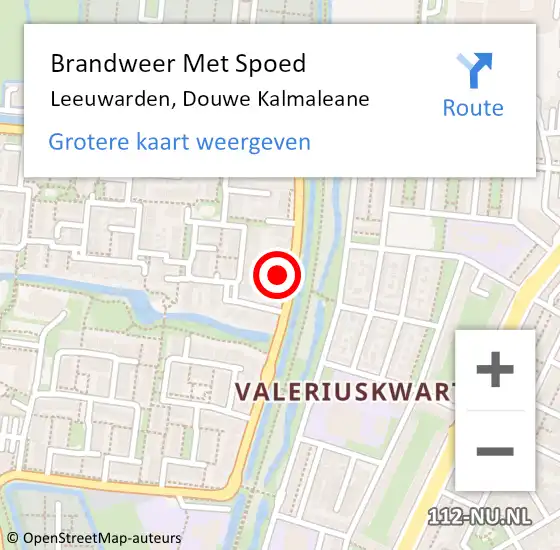 Locatie op kaart van de 112 melding: Brandweer Met Spoed Naar Leeuwarden, Douwe Kalmaleane op 5 juli 2022 17:27