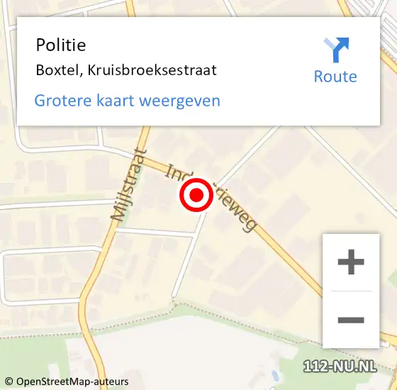 Locatie op kaart van de 112 melding: Politie Boxtel, Kruisbroeksestraat op 5 juli 2022 18:13