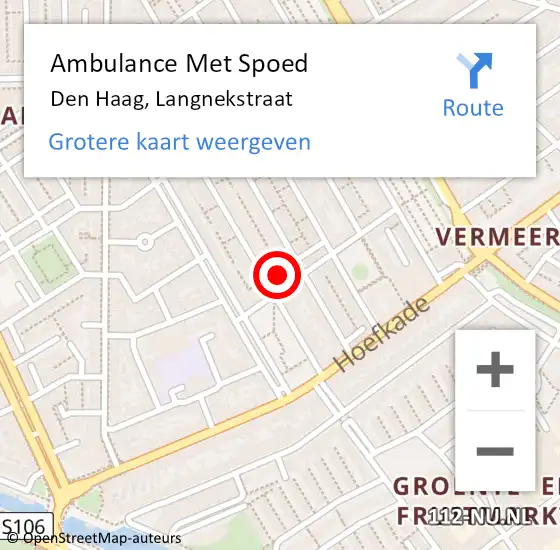 Locatie op kaart van de 112 melding: Ambulance Met Spoed Naar Den Haag, Langnekstraat op 5 juli 2022 19:09