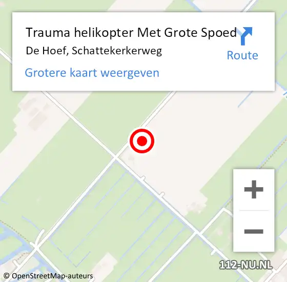Locatie op kaart van de 112 melding: Trauma helikopter Met Grote Spoed Naar De Hoef, Schattekerkerweg op 5 juli 2022 21:48