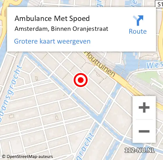 Locatie op kaart van de 112 melding: Ambulance Met Spoed Naar Amsterdam, Binnen Oranjestraat op 5 juli 2022 23:15