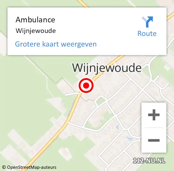 Locatie op kaart van de 112 melding: Ambulance Wijnjewoude op 6 juli 2022 00:03