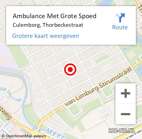 Locatie op kaart van de 112 melding: Ambulance Met Grote Spoed Naar Culemborg, Thorbeckestraat op 6 juli 2022 00:58
