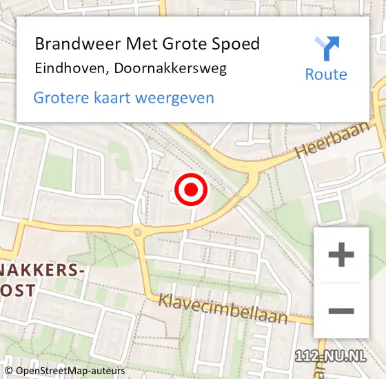 Locatie op kaart van de 112 melding: Brandweer Met Grote Spoed Naar Eindhoven, Doornakkersweg op 6 juli 2022 07:22